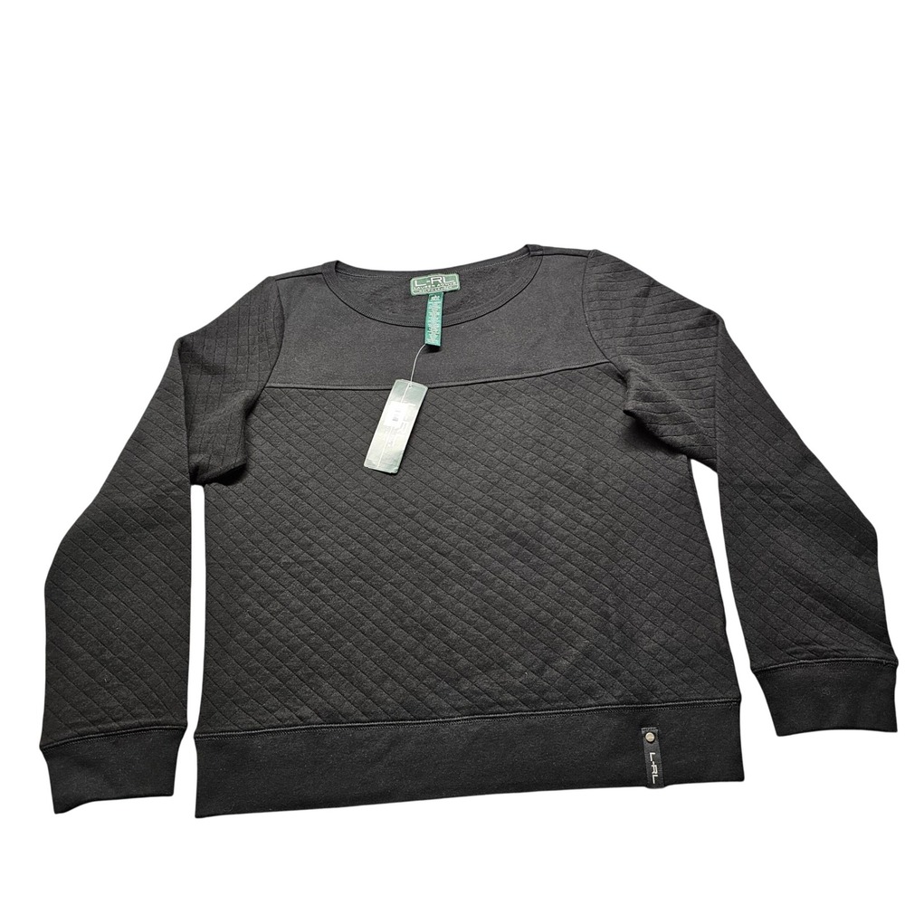 Lauren Ralph Lauren Active Quilted Sweatshirt Womens L Black Pullover